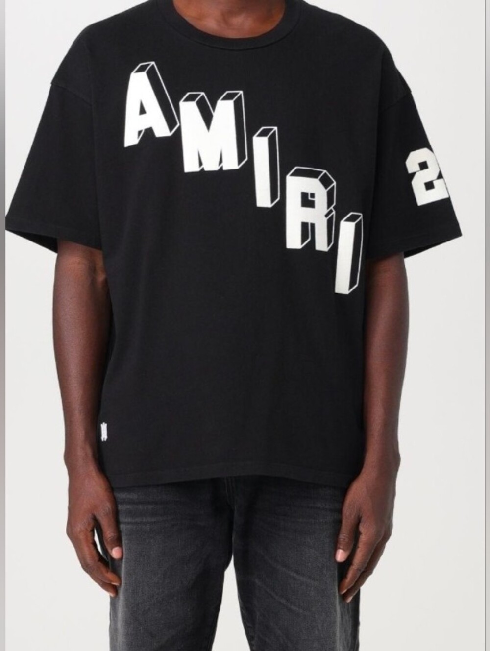 Amiri ($600) Black Flocked Block-Logo T-Shirt With A 3D-Effect Graphic